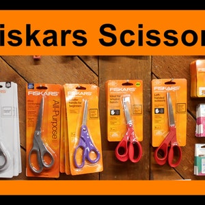 Fiskars Scissors/8" straight/8" bent handle/Lefty 8" (red)/Beginner(smaller hands) purple 7"/lefty (red) 7"/ergonomic handle/sharpener