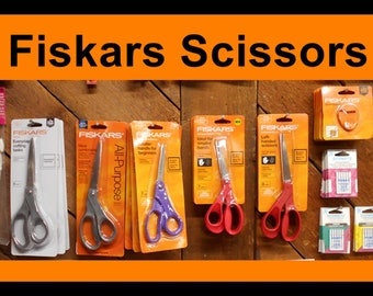 Fiskars Scissors/8" straight/8" bent handle/Lefty 8" (red)/Beginner(smaller hands) purple 7"/lefty (red) 7"/ergonomic handle/sharpener