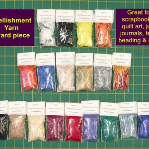 Embellishment Yarn/5 yards/Multi Colored/Solid use for scrapbooking/fiber art/embellished quilting/decorative yarn/junk journals/felting image 1