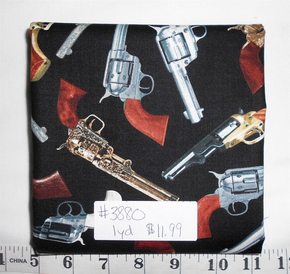 Gun Fabric1yd pieceWestern/Pistols/six 6 shooter/Old Fashion Etsy