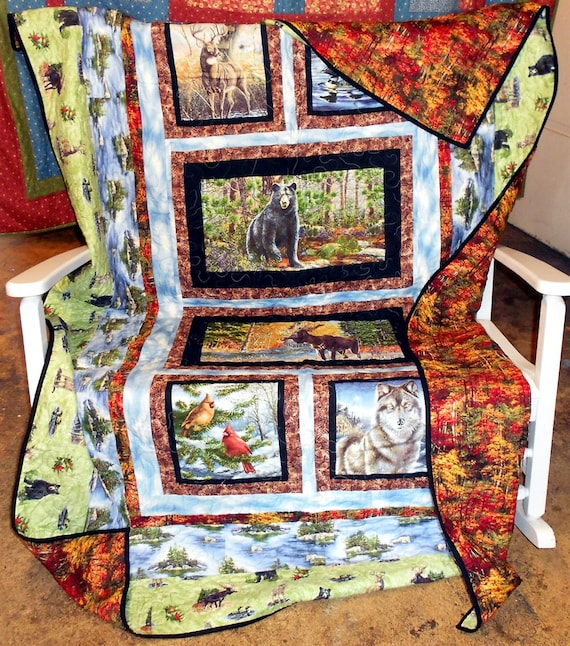 Loony Moose Wolf Quilt Twin Full Double 56 X 93 Etsy