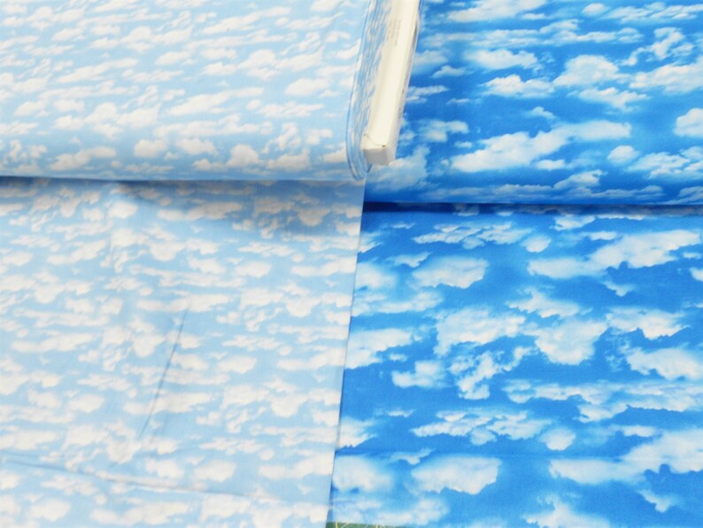 Fabric-1/2 or 1yd piece 3910-Light Blue Sky/Elizabeth's Studio/white clouds/scenic sky/landscape/fabric by the yard image 4