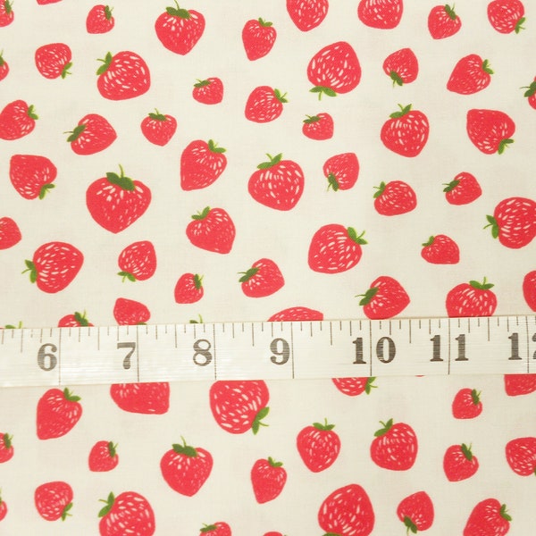 Fabric- 1/2 or 1yd piece #4660 Strawberry Jam-Pear/Strawberries on ivory-pear background/Michael Miller/Kiss The Cook Fabric Line