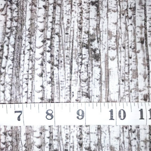 Fabric-1/2 or 1yd piece #3908-Packed Birch Trees/Packed Grey Birch/black white tan brown/Elizabeth's Studio-Landscape Medley/ birch print