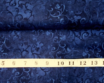 Fabric-1yd piece #4471 True Navy Elegant Scroll/Wilmington Prints-Essentials/Danhui Nai-climbing vines/swirling flourish vine