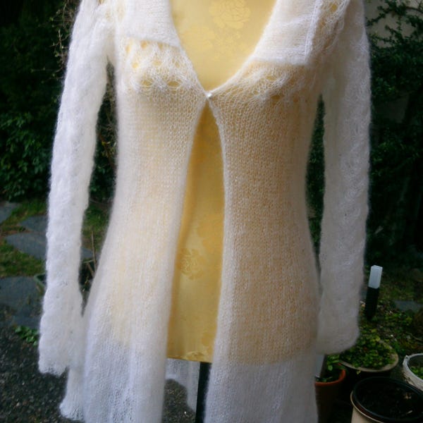 Wedding-Knit Coat,jacket, white, silk + mohair, S, UK 10-12, US 8-10