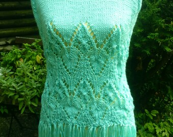 Knit long top, blue-green, Gr. 38-40 (M), love + fringes