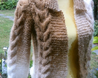 UK 10-12 Mohair US 8-10 Silk White Knit Short Jacket Size 36-38,S