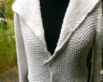 Cardigan, white, pearl pattern, size 40-42 (m)