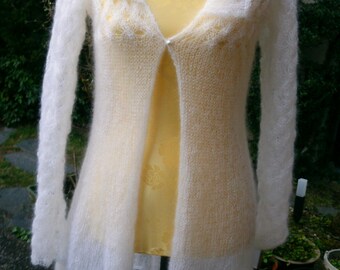 Wedding-Knit Coat,jacket, white, silk + mohair, S, UK 10-12, US 8-10