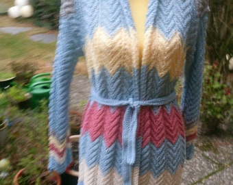 5-colored knit coat, zag pattern, size 36-38, S, UK 10-12, US 8-10