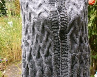 Knitted poncho Grey with Armschlitzen, Gr. 36-38 (s), UK 10-12, US 8-10