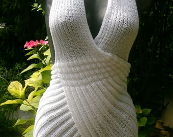Top tricoté tour de cou, blanc, tunique, sexy, fait main, top, robe, taille. 38-40 (S-M), Royaume-Uni 12-14, États-Unis 10-12