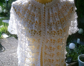 Cape, scape de mariage, cape nuptiale, haussement d'épaules, mariage, crochet, crochet, blanc, mariée,