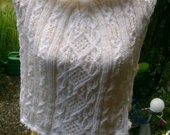 Cape en tricot blanc avec col volant, mariage, mariage, romance, taille. 36-38, S, États-Unis 8-10, Royaume-Uni 10-12