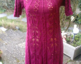 Red knit dress, short arm, size S,US 8-10, UK 10-12
