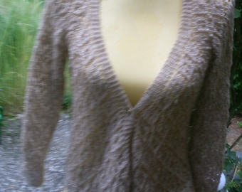Veste en tricot, brun or, motif ajour, taille 36-38, S, Royaume-Uni 10-12, États-Unis 8-10