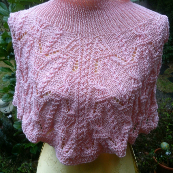 Rose poncho tricoté, différents modèles, kl. Col roulé, Gr. 36-38, 10-12, S, UK, US 8-10