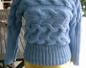 Knitted sweater, light blue, size. 36-38,S,UK 10-12,US 8-10