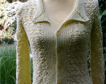 Knit short jacket, light yellowgr. 36-38, S, UK 10-12, US 8-10