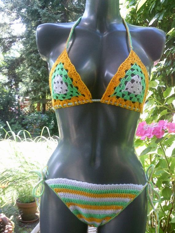 Bikini de ganchillo estilo abuelita 38-40 M-L - Etsy