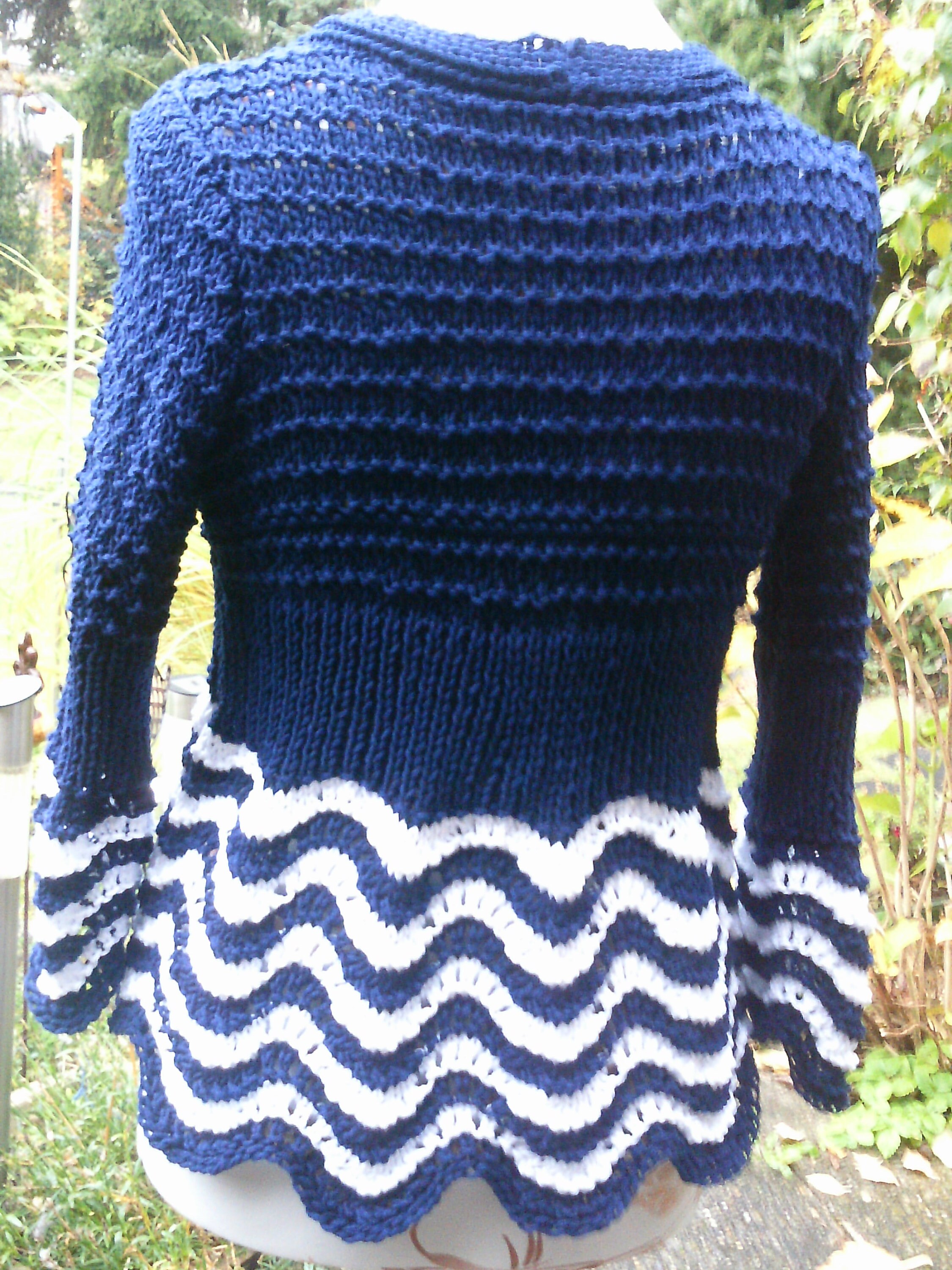 Knitted Jacket Navy White Wave Pattern Size 40-42 M UK - Etsy