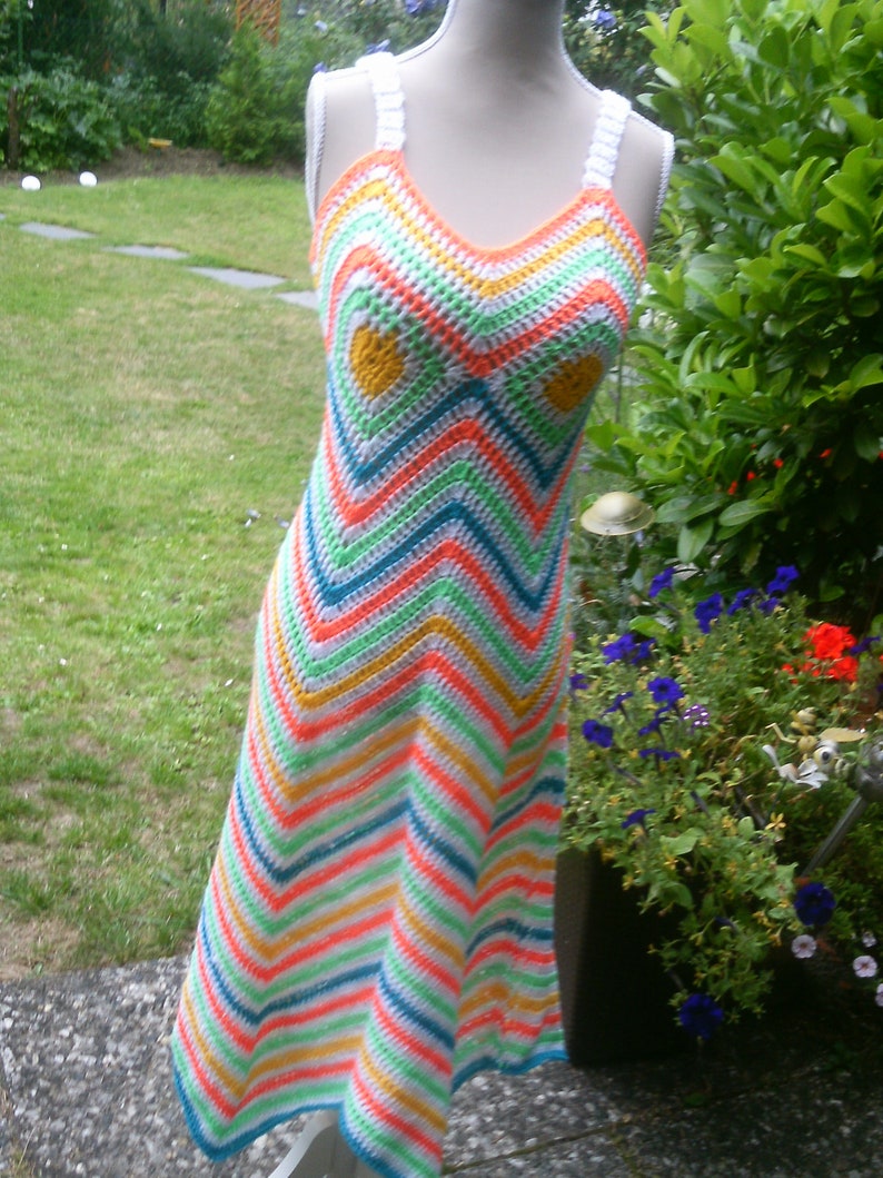 Robe maxi au crochet avec des mamies dans le haut, look festival, amour d'été, taille 34-36, XS, US 6-8, UK 8-10 image 5