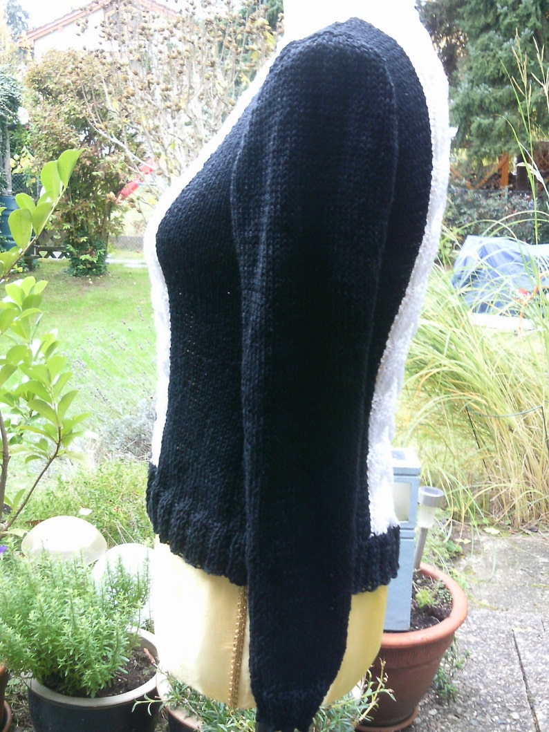 size 36-38, Knitted sweater black with white plait S UK 10-12 US 8-10