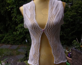 Knitted vest, white, size 36-38, S, UK 10-12, US 8-10