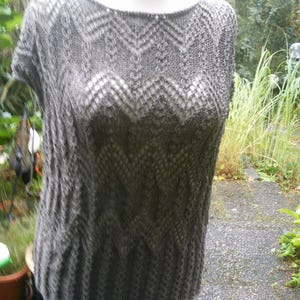 Knitted top, openwork relief pattern, taupe, top, shirt, transparent, handmade, sexy, size 36-38 S, UK 10-12, US 8-10, image 10