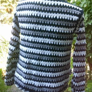Crochet jacket, dkl.blue-gray-white, size 36-38, S, UK 10-12, US 8-10 image 4