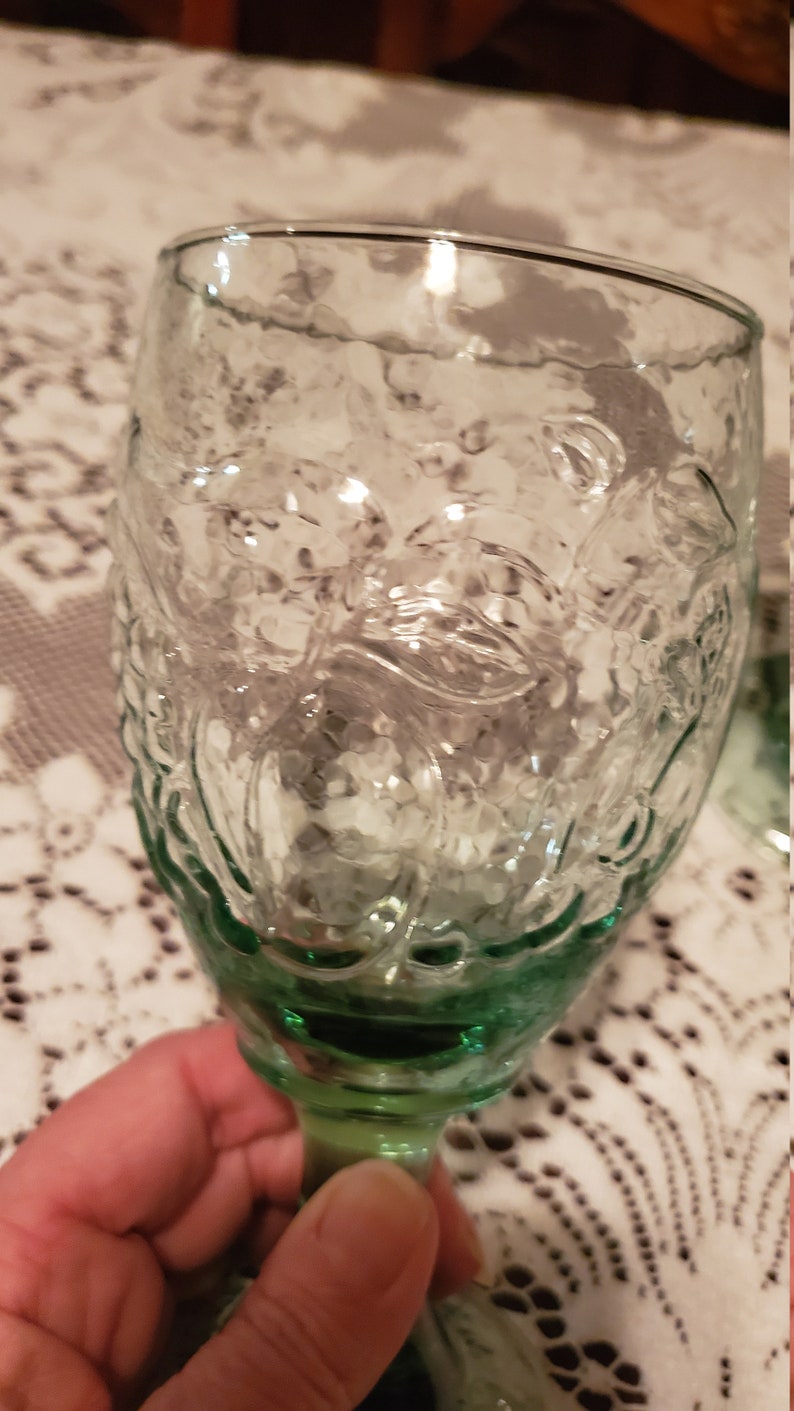 Set of 2 Libbey Green Drinking Glasses Orchard Fruit Pattern Etsy