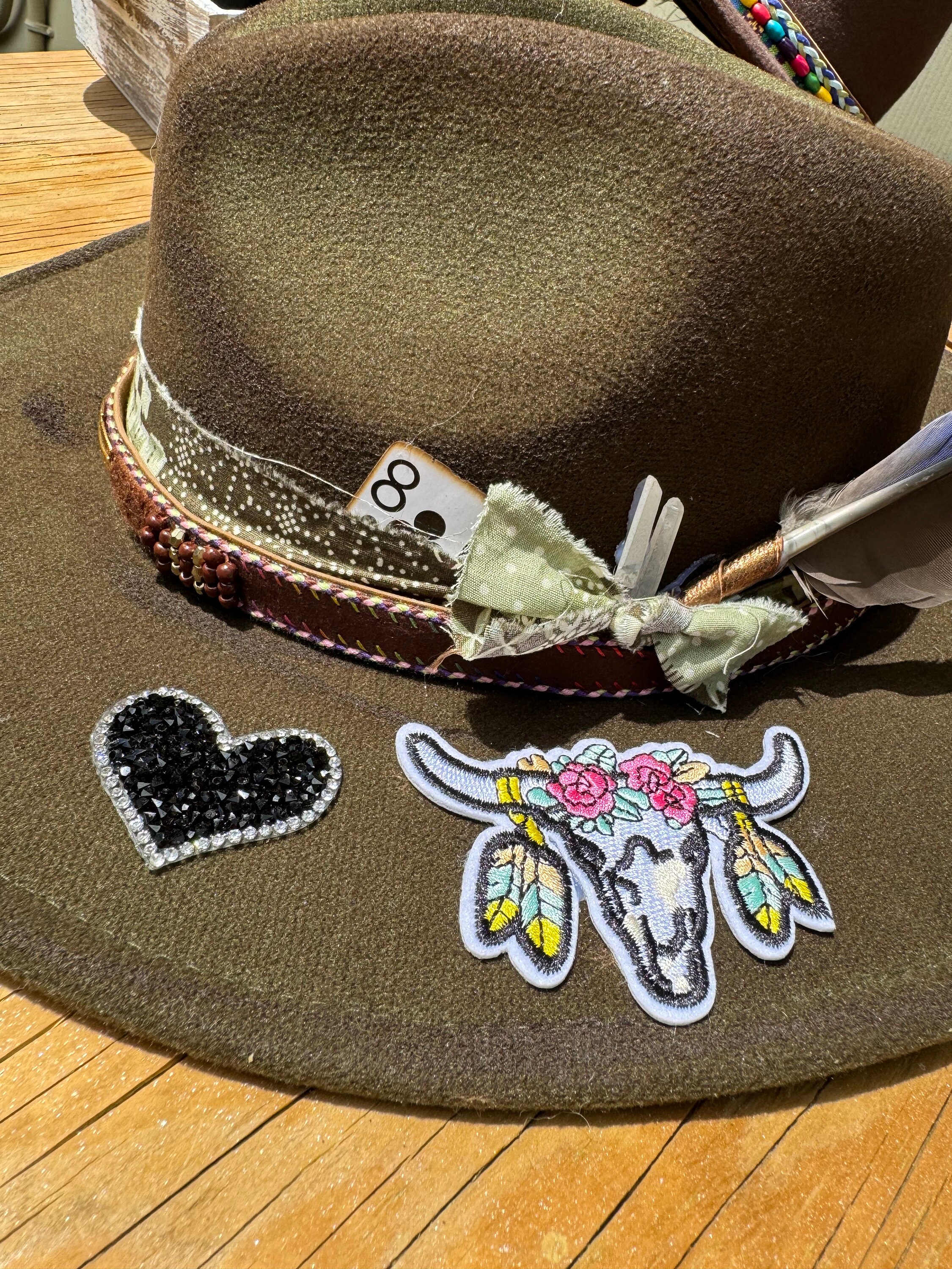 Custom-Made Felt Fedora Hat - “Poker Face” Boho Patch Hat: Poker Face - Etsy main image 2