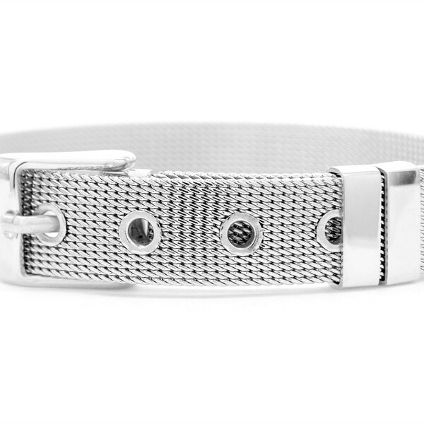 Bracelet ceinture en maille d’origine 925 en argent sterling, boucle de ceinture réglable en argent, chaîne en maille en argent véritable, ceinture en argent sterling, sac cadeau