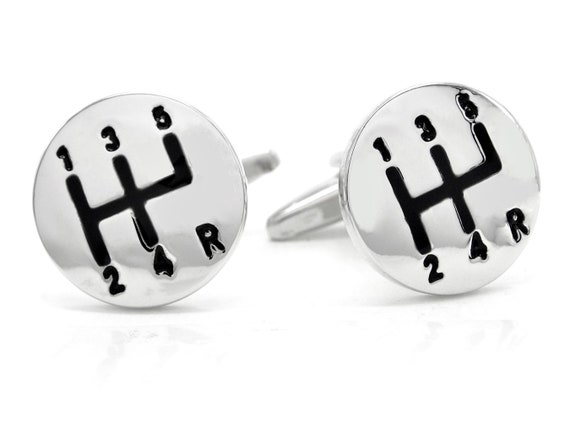 Stainless Steel Car Gearstick Cufflinks Silver UK Seller in gift bag