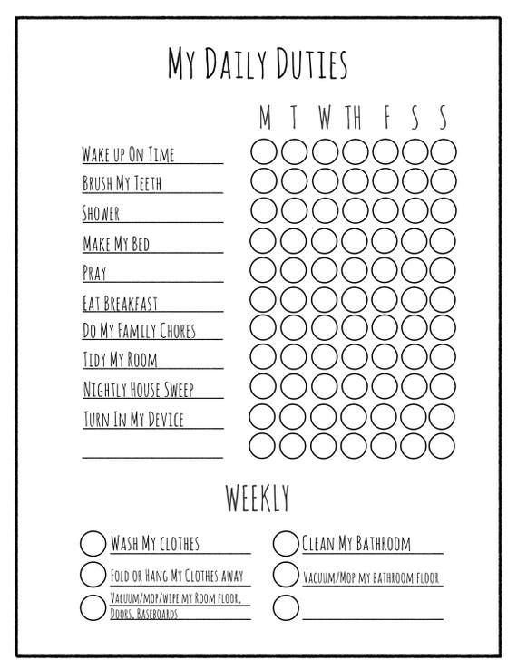 Simple Chore Chart