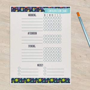 Chore Chart for Kids, Chore Chart Printable, Chore Board, Chore List, Customizable Chore Chart, Free Personalization, Contribution Chart