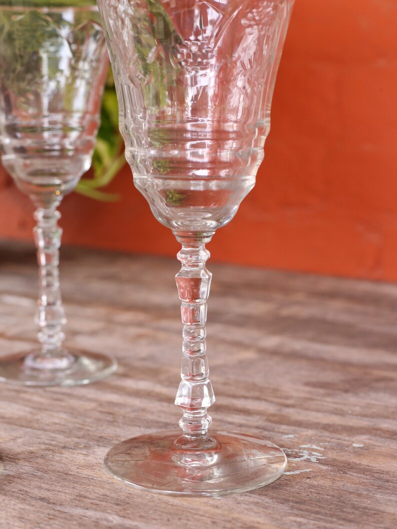 Vintage Cut Glass Grape Design Wine Glasses Etsy
