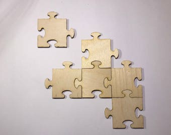 Interlocking Puzzle Pieces, Laser Cut Wood, A006