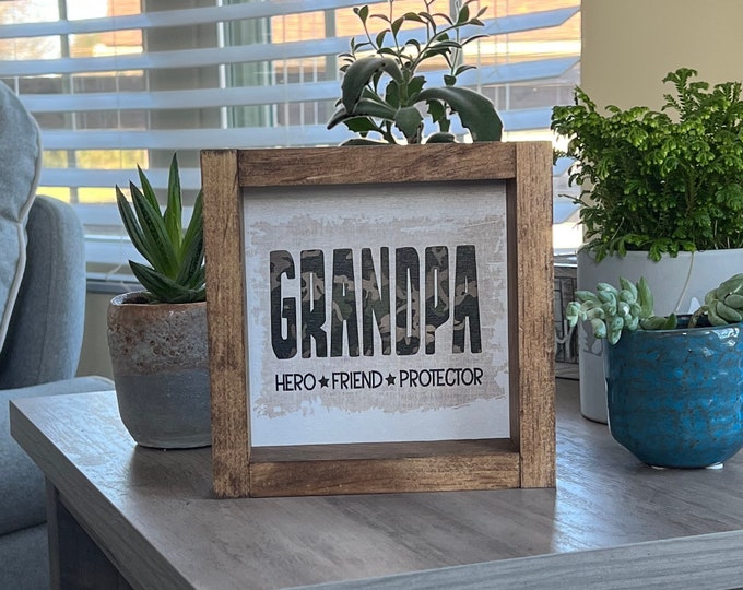 Grandpa Hero Friend Protector Wooden Shadow Box (FREE SHIPPING)