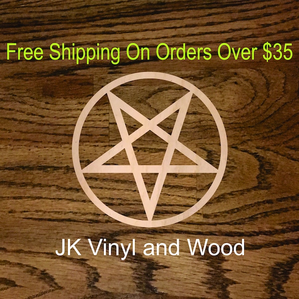 Pentagram Wood Cutout, ,5 Point Star, Laser Cut Wood, Crafting Supply, Handmade, Free Shipping on Orders Over 35 USD, A578