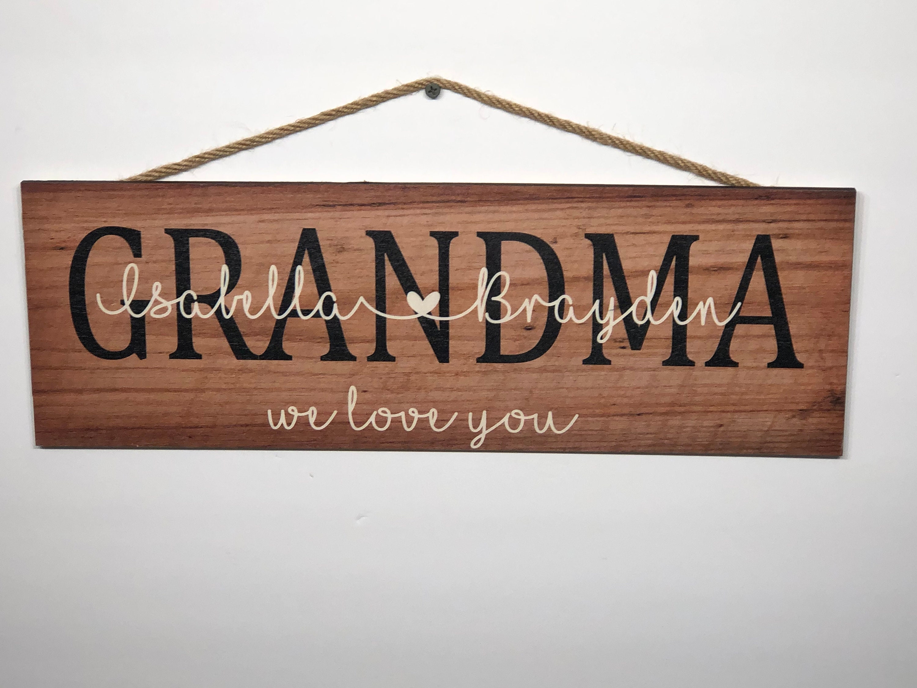 Grandma Mothers Day, Personalized Rustic Sign for Grandma, 6x18, P140
