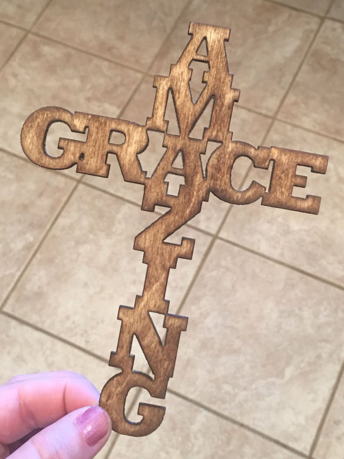 Laser Cut Wood Amazing Grace 18 tall Unfinished