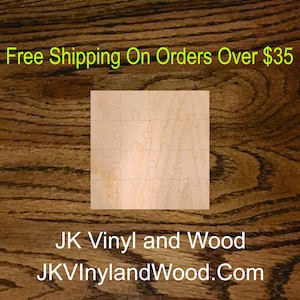 16 Piece Blank Wooden Puzzle, Laser Cut Wood