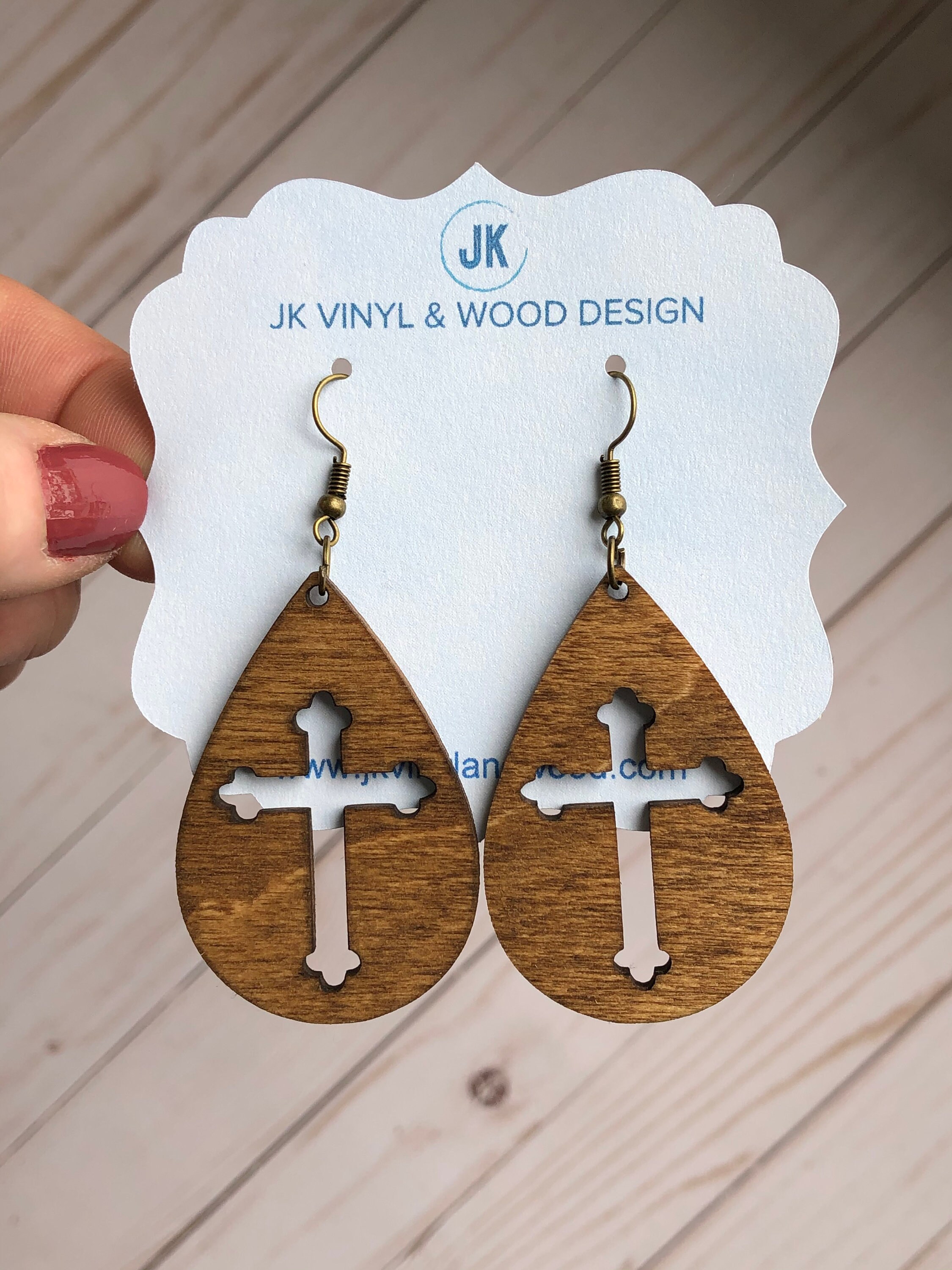 Wooden cross earrings hotsell