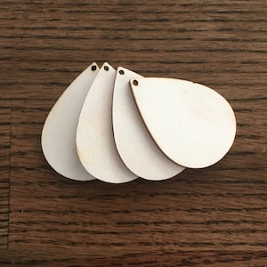 5 Pair Teardrop Earring Wood Blanks, Bulk Lot 2&quot;, Sublimation Blanks B100