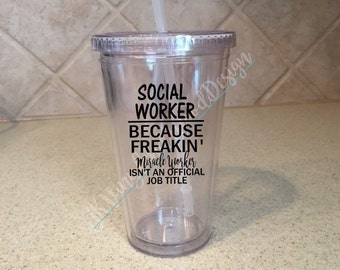 Social Worker Because Freakin' Miracle Worker Title Tumbler, Social Work, Social Worker Tumbler, Social Worker Gift, Social Worker