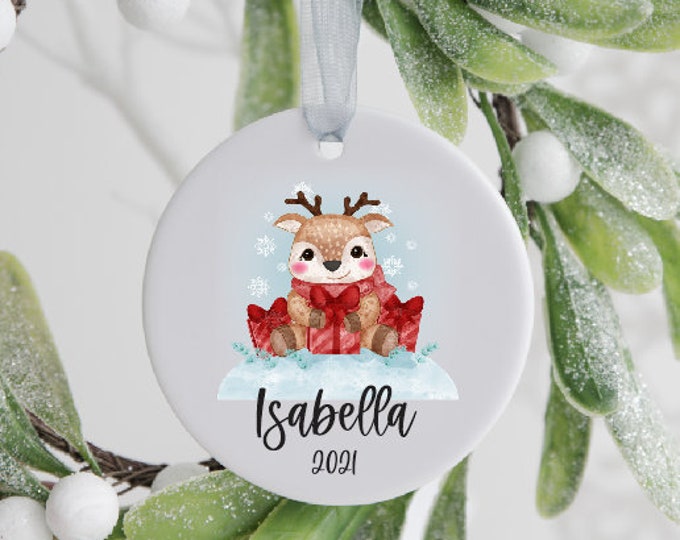 Personalized Kids Ceramic Christmas Ornament, Free Shipping O105