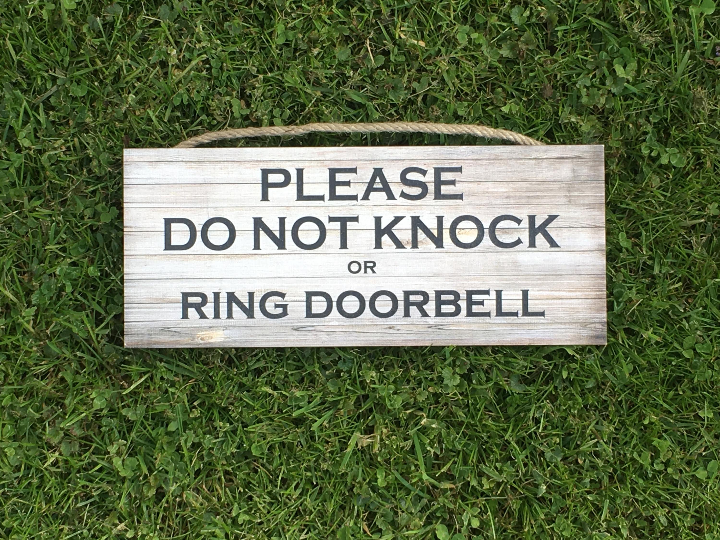 Please Do Not Knock or Ring Doorbell Wooden Sign, Do Not Disturb
