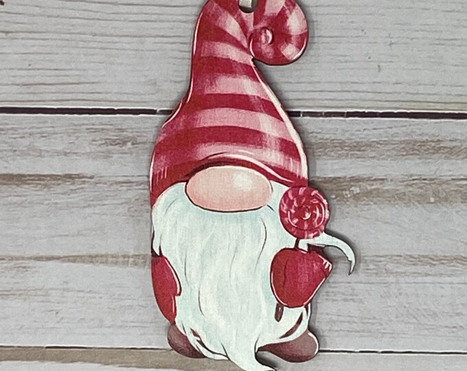 Gnome Christmas Tree Ornament, 4.25", Gnome Lollypop, X114
